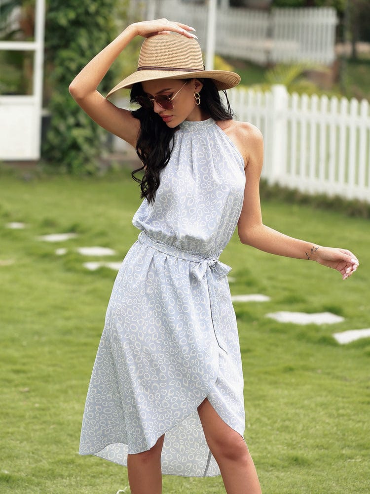 Neck Overlap Hem Dress