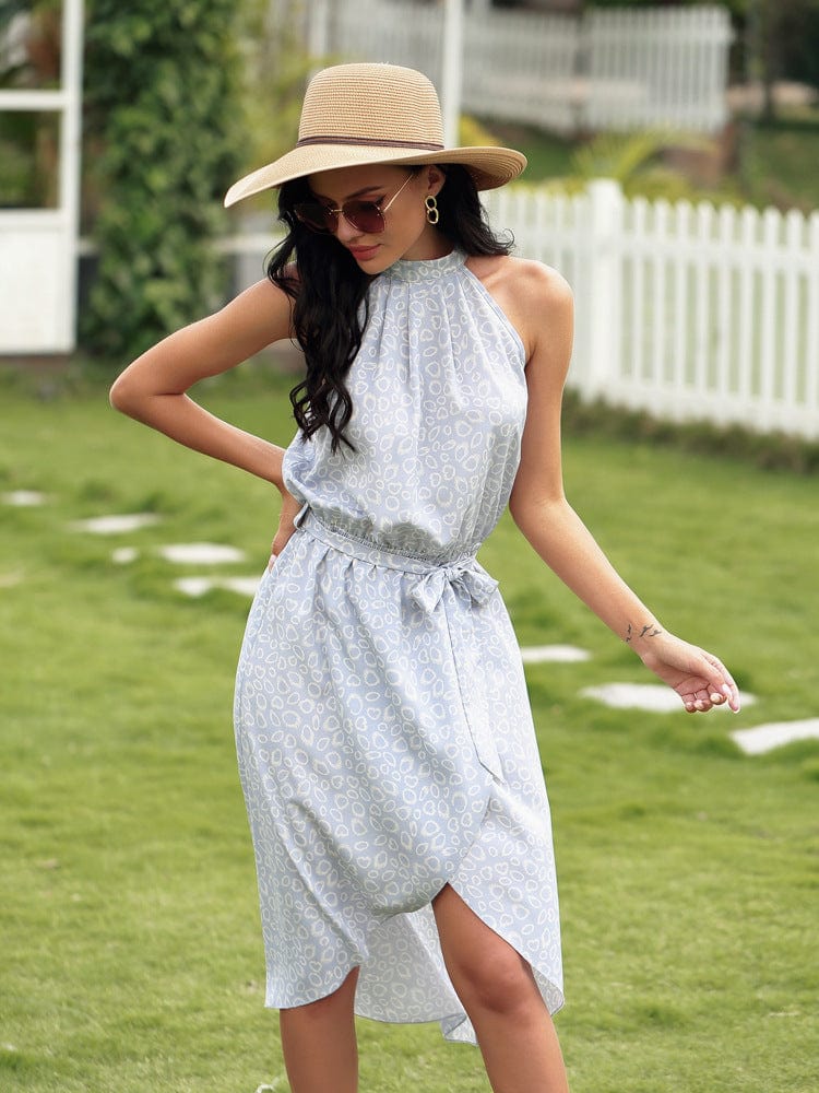 Neck Overlap Hem Dress