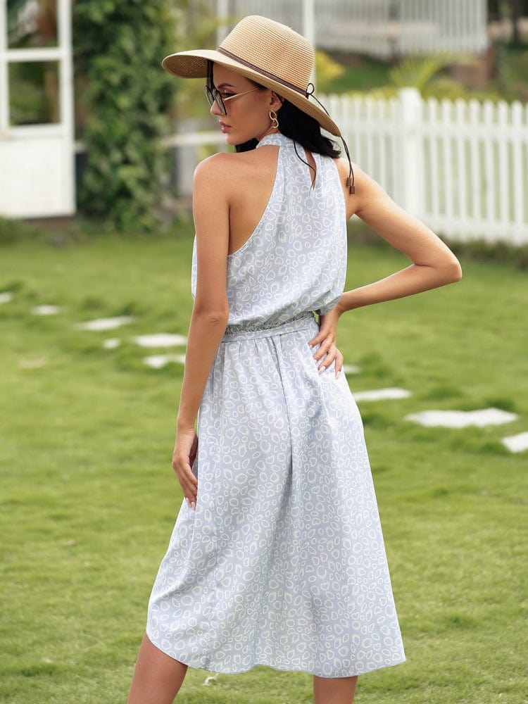 Neck Overlap Hem Dress