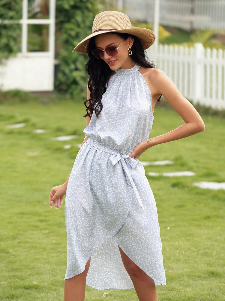 Neck Overlap Hem Dress