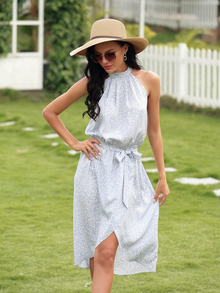 Neck Overlap Hem Dress