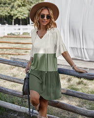 Neck Color Block Dress