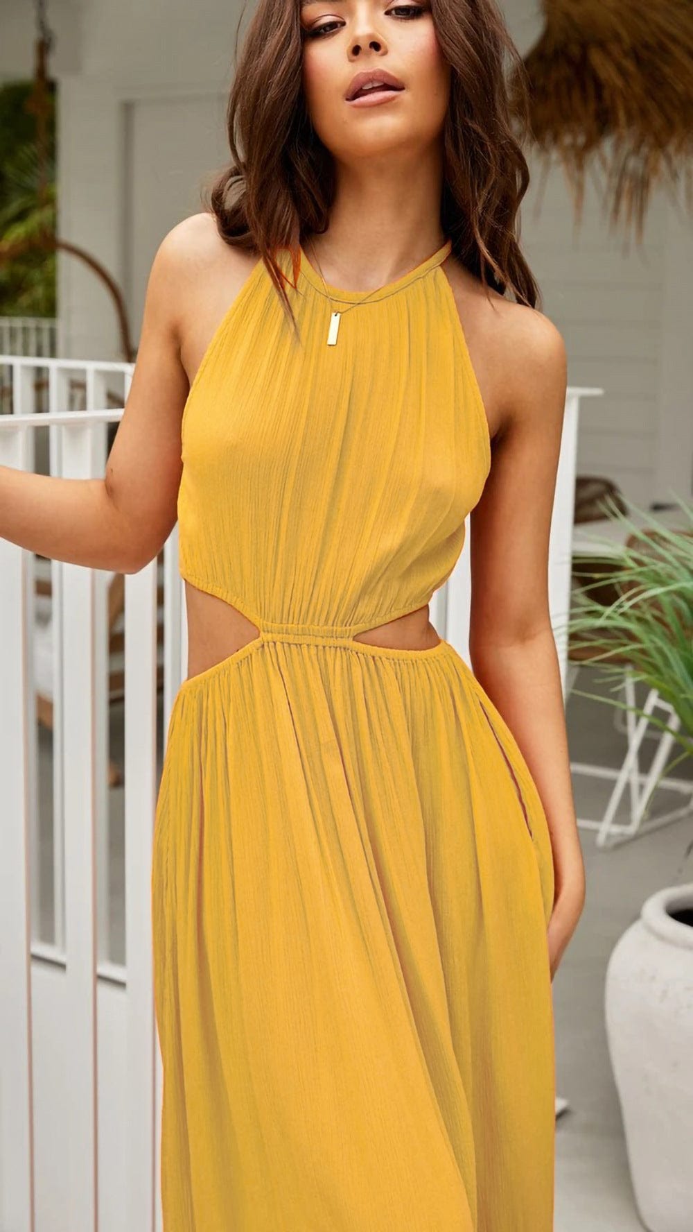 Neck Side Cutout Dress