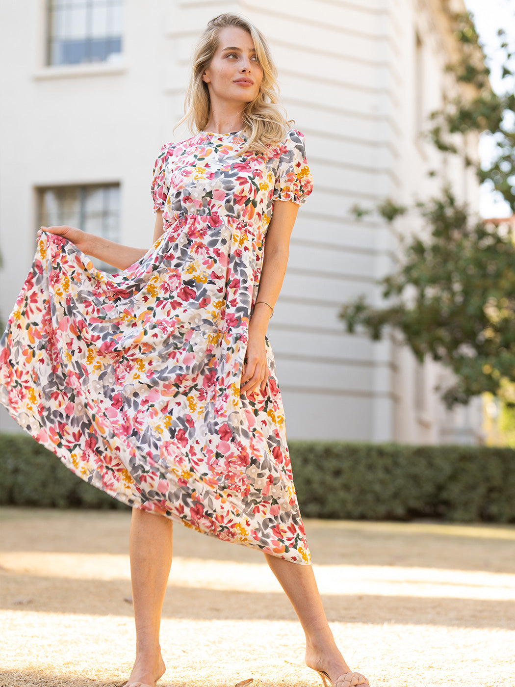 Puff Sleeve Keyhole Dress