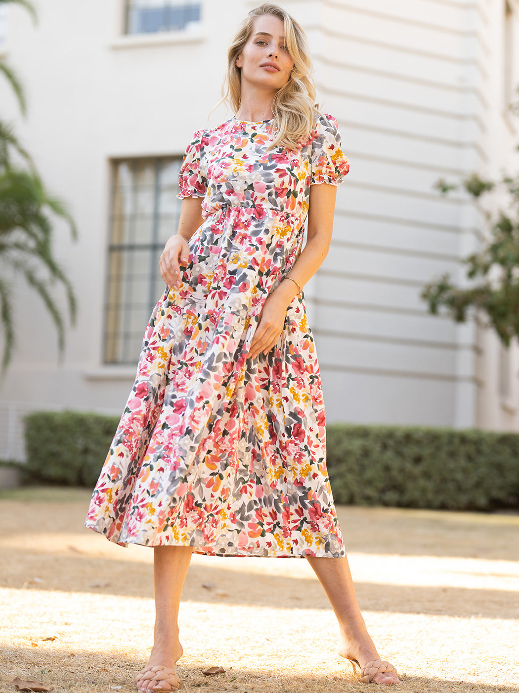 Puff Sleeve Keyhole Dress
