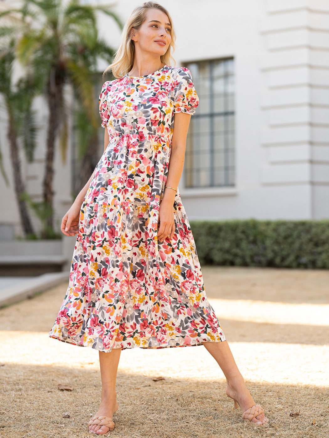 Puff Sleeve Keyhole Dress