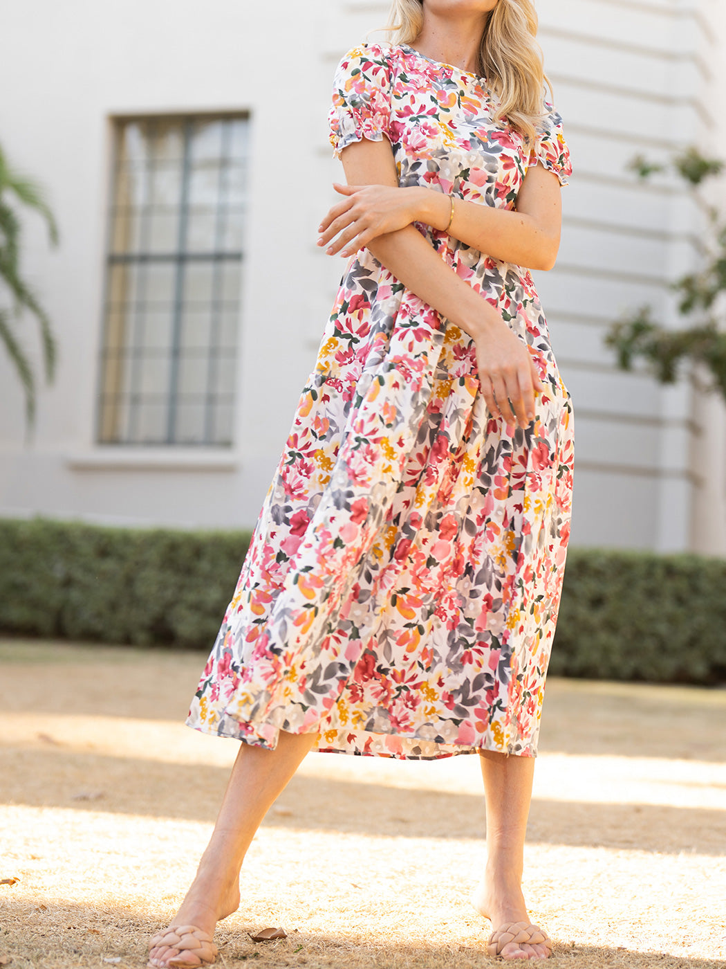 Puff Sleeve Keyhole Dress