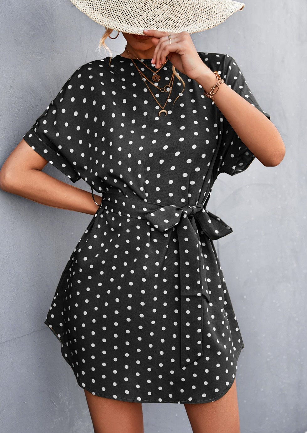 Polka Rounded Hem Dress