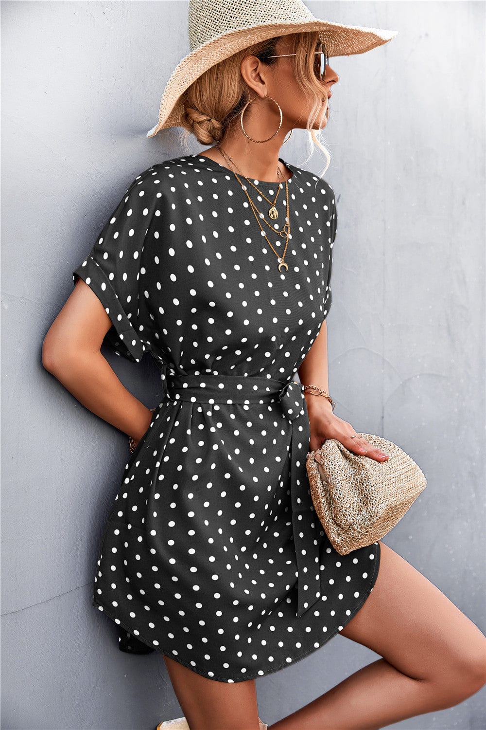 Polka Rounded Hem Dress