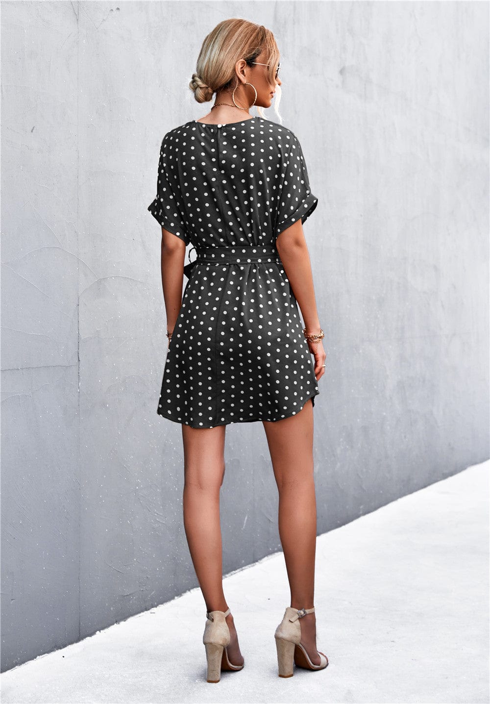 Polka Rounded Hem Dress