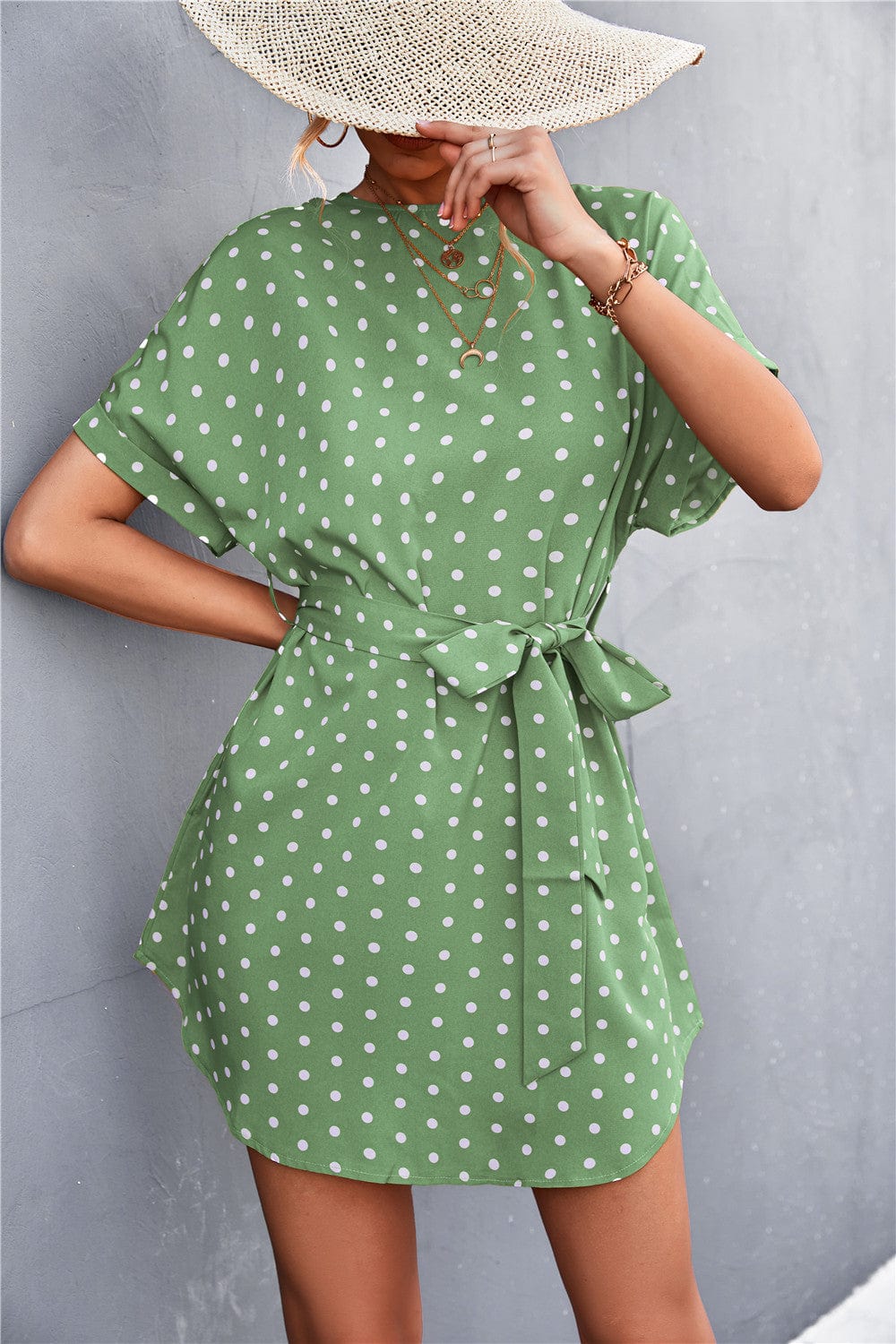 Polka Rounded Hem Dress