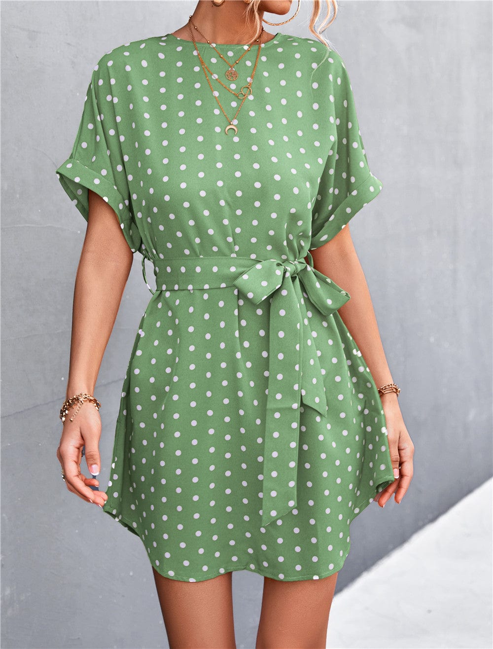 Polka Rounded Hem Dress