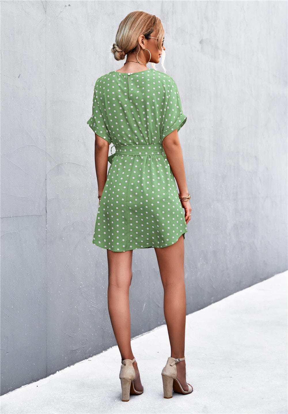 Polka Rounded Hem Dress