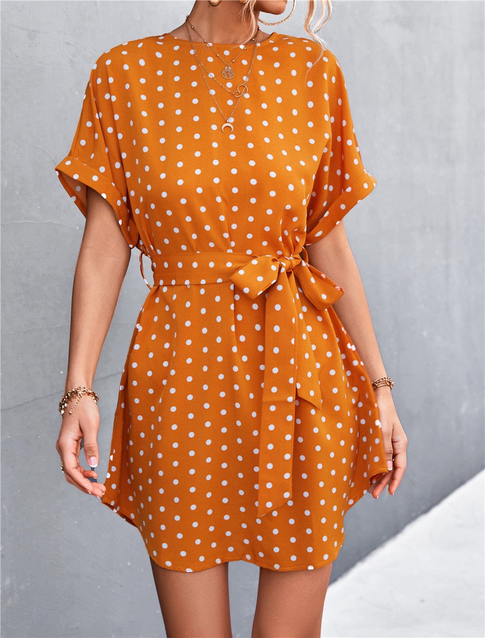 Polka Rounded Hem Dress