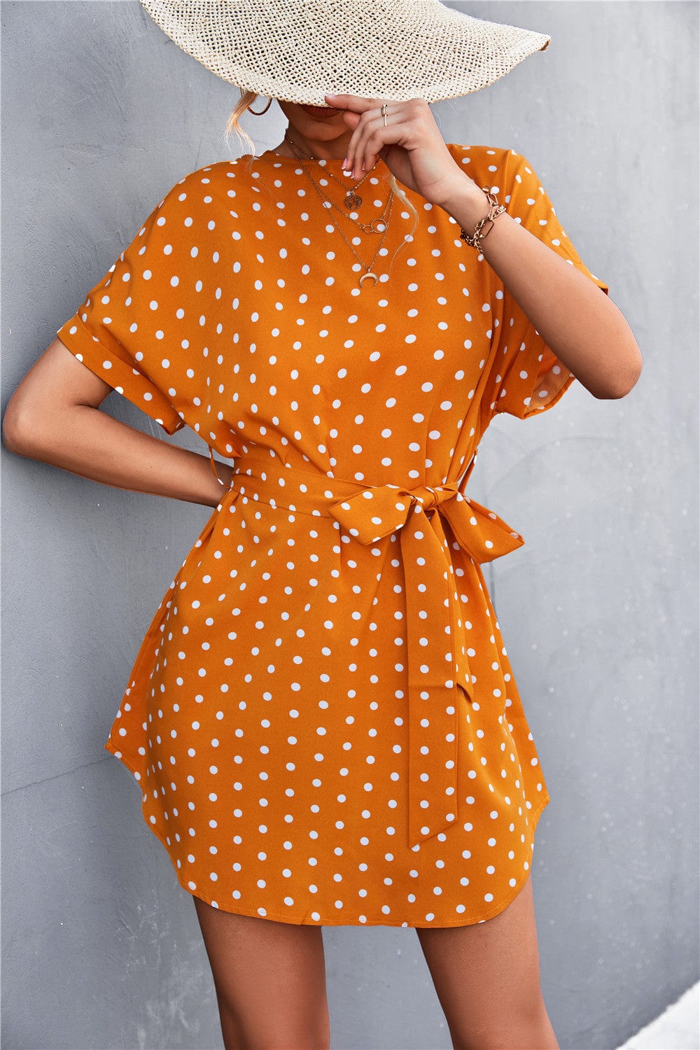 Polka Rounded Hem Dress