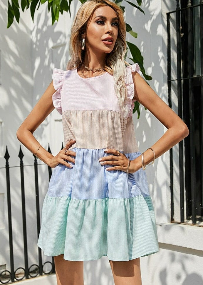 Color Block Tiered Dress