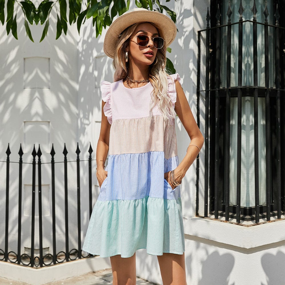 Color Block Tiered Dress