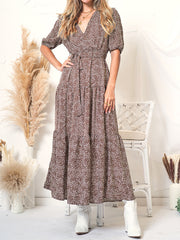 Puff Sleeve Wrap Dress