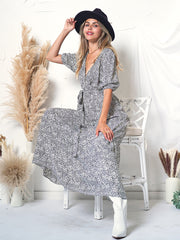 Puff Sleeve Wrap Dress