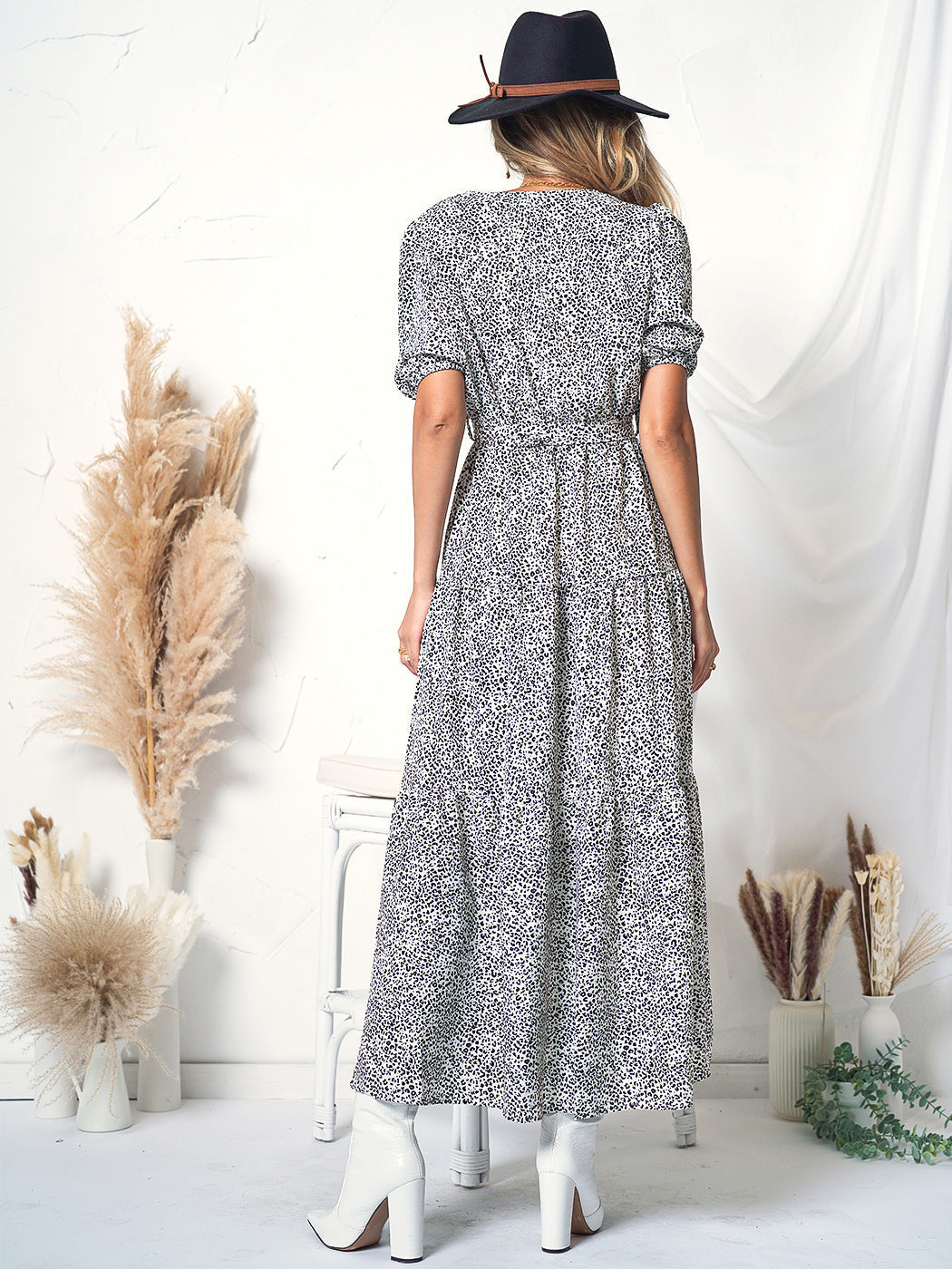 Puff Sleeve Wrap Dress