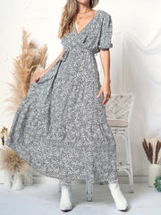 Puff Sleeve Wrap Dress