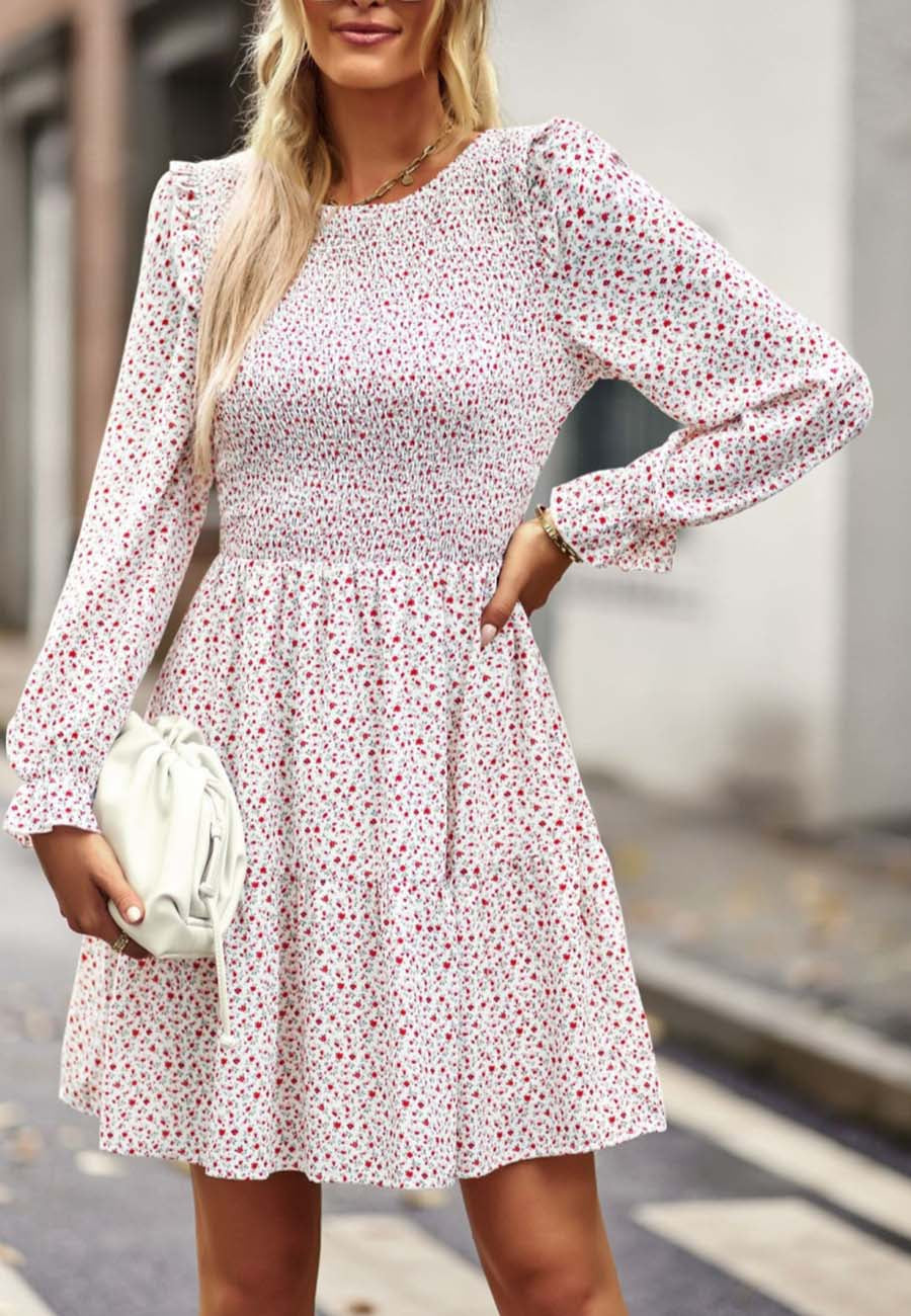 Smocked Chest Long Floral Dress