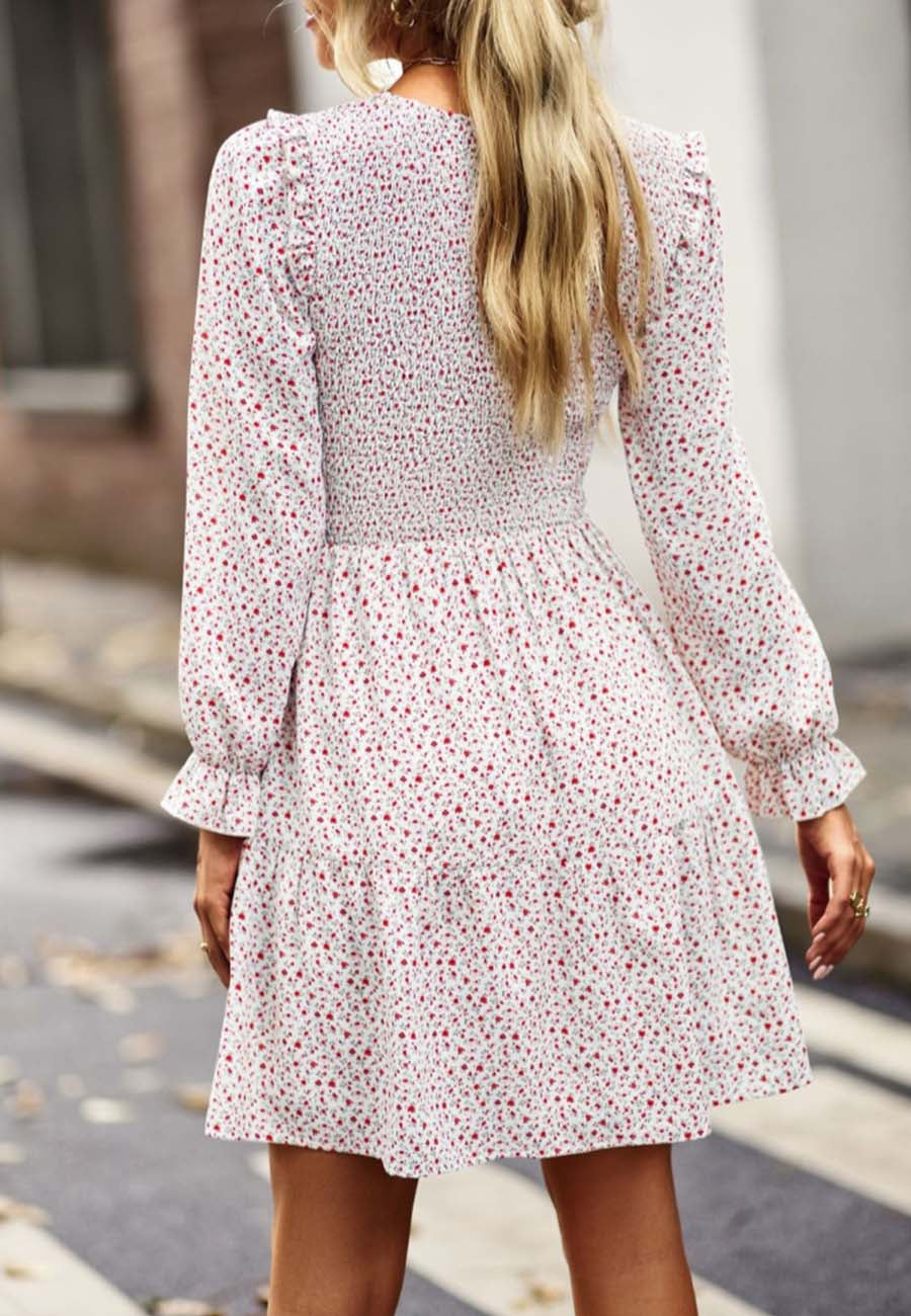 Smocked Chest Long Floral Dress