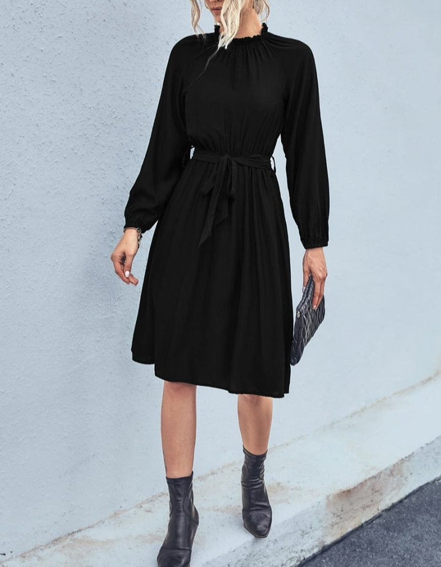 Leaf Collar Midi Dress