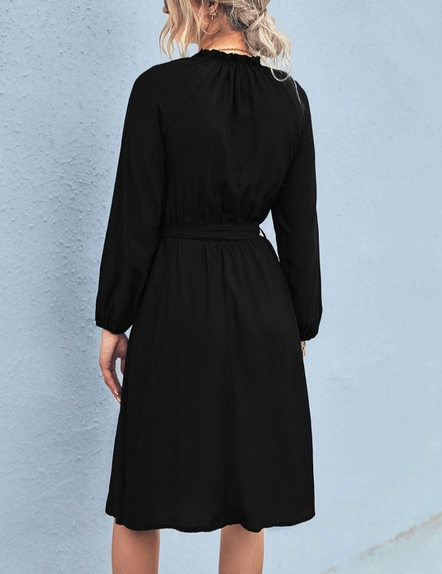 Leaf Collar Midi Dress