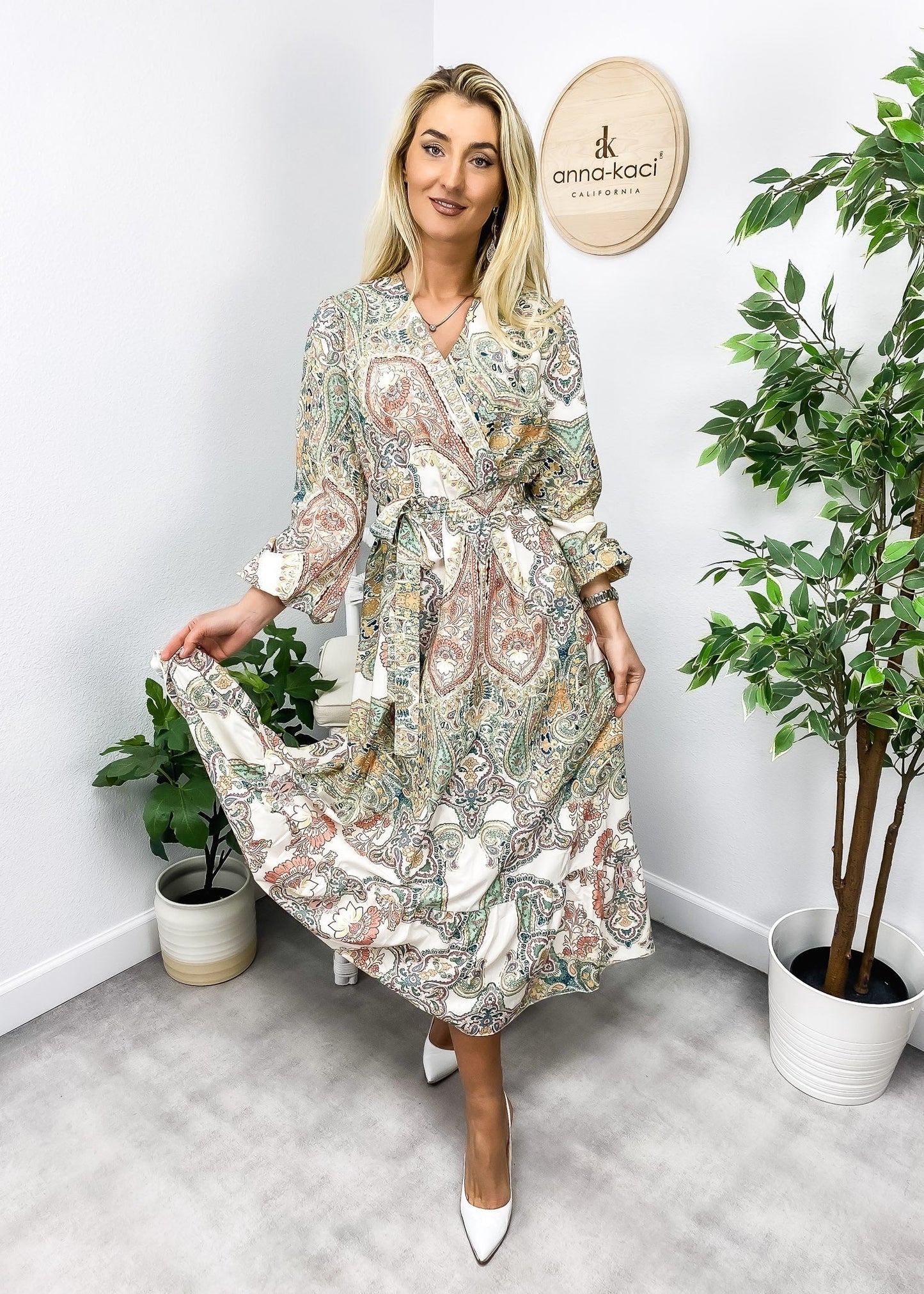 Multicolor Paisley Wrap Dress