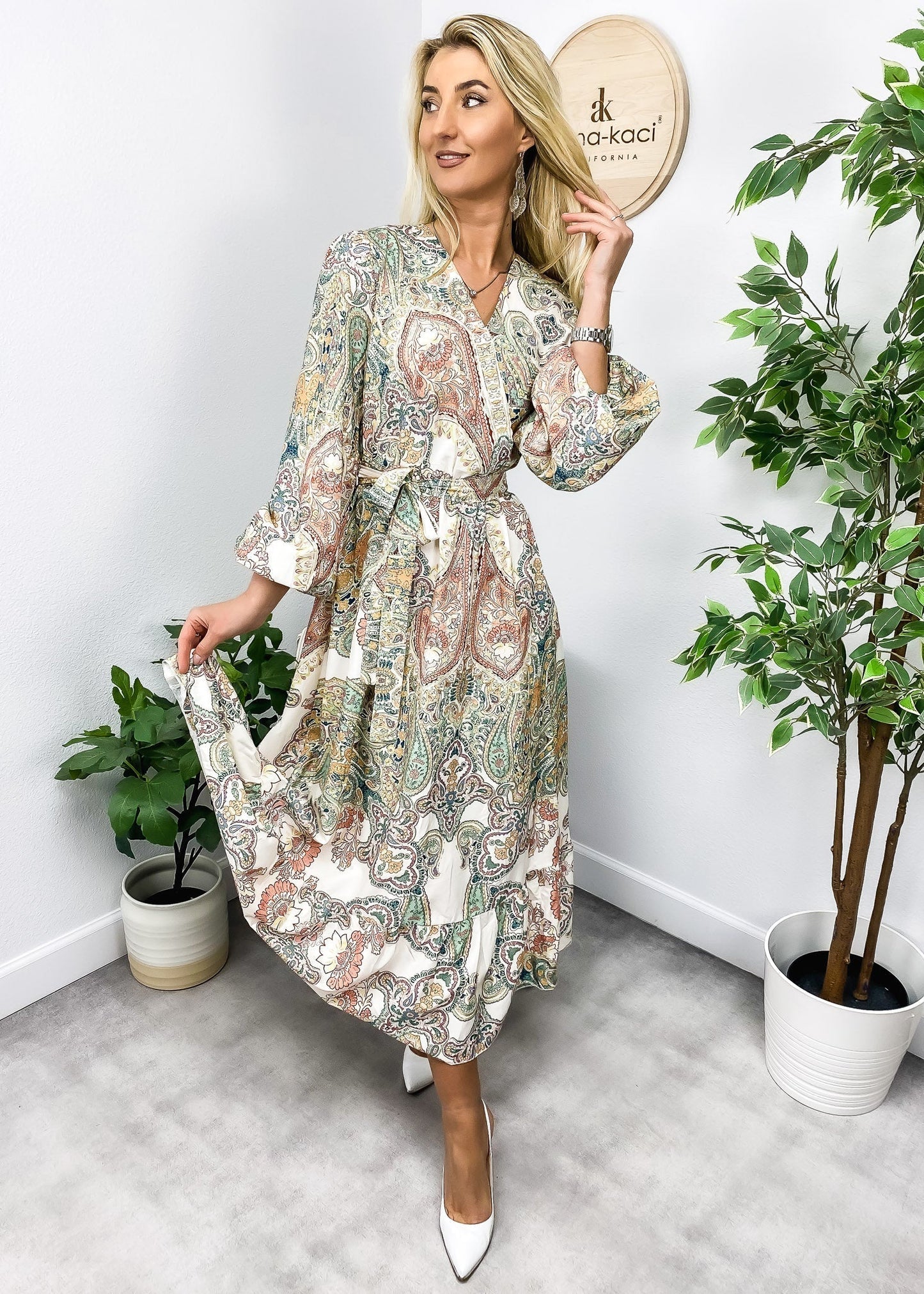 Multicolor Paisley Wrap Dress