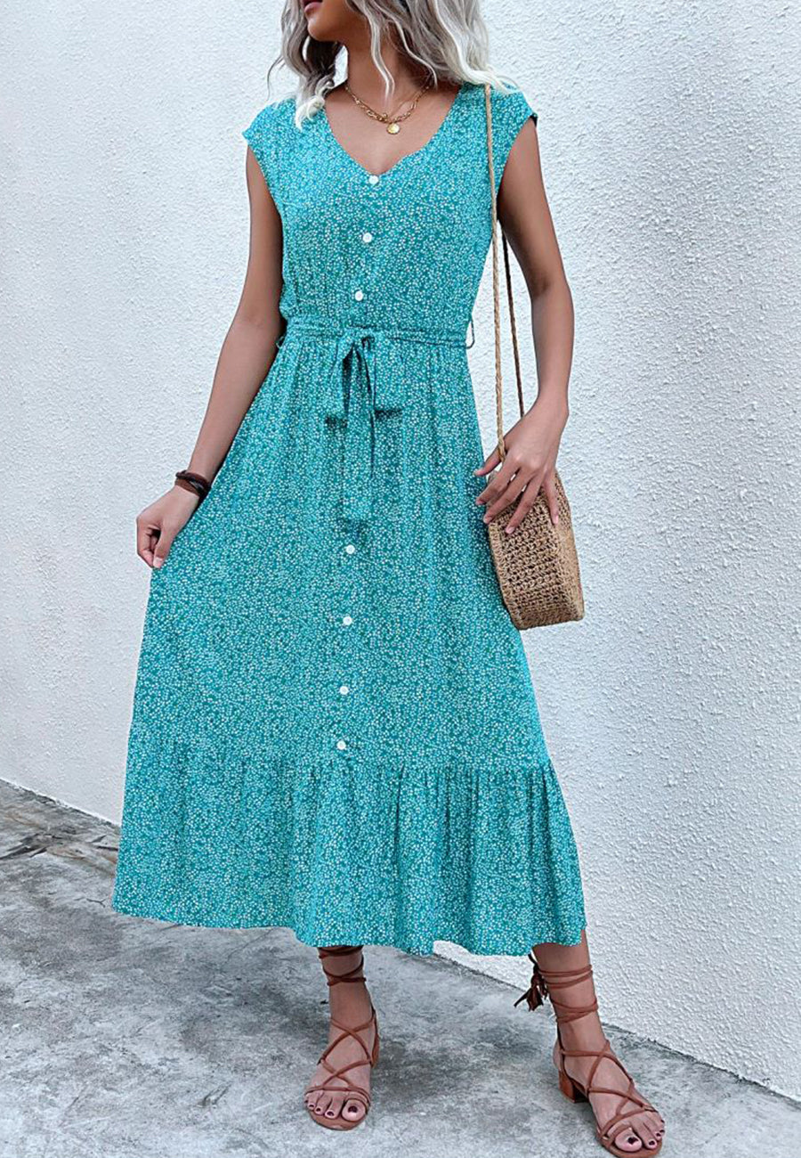 Bold Button Tie Dress