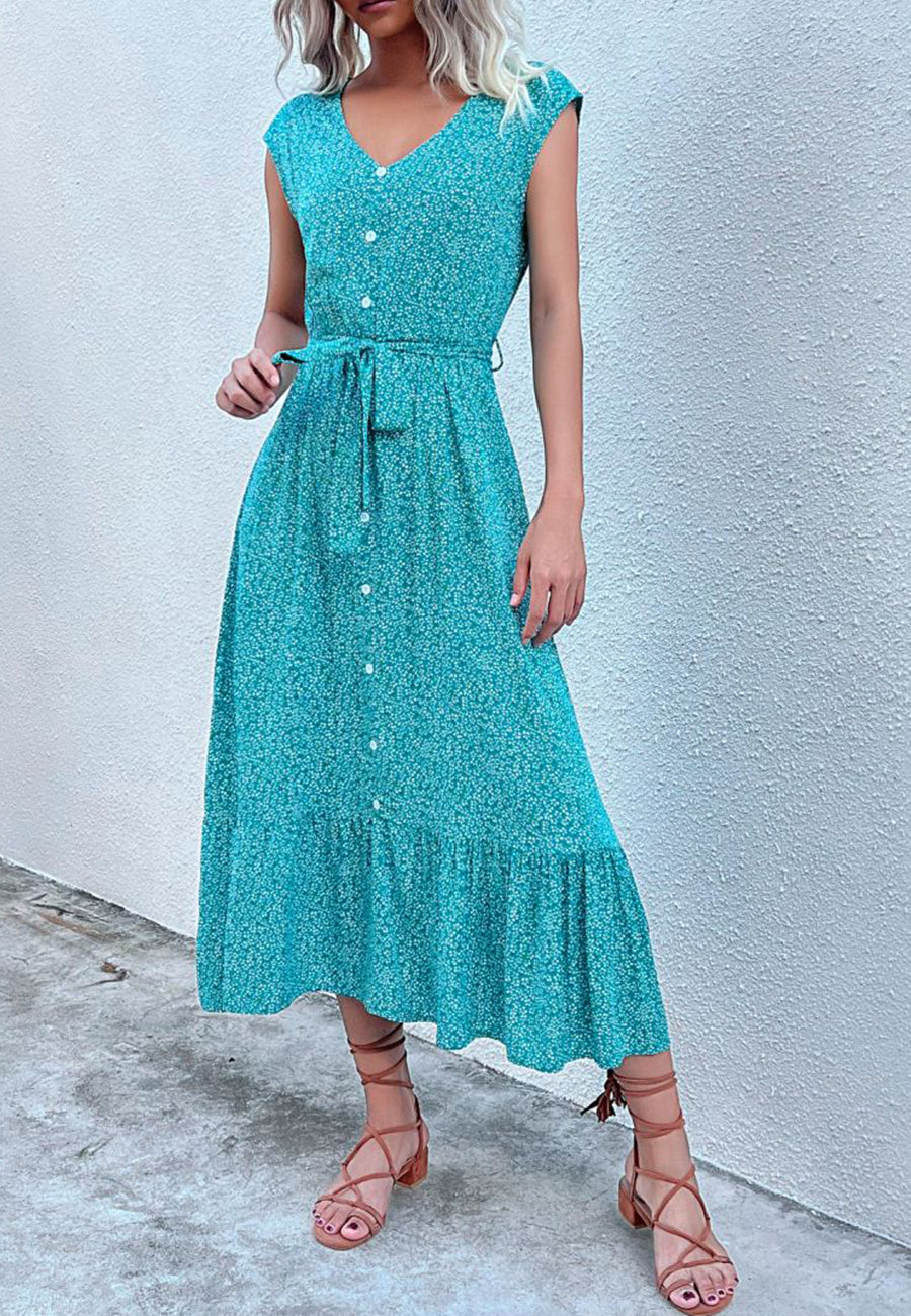 Bold Button Tie Dress