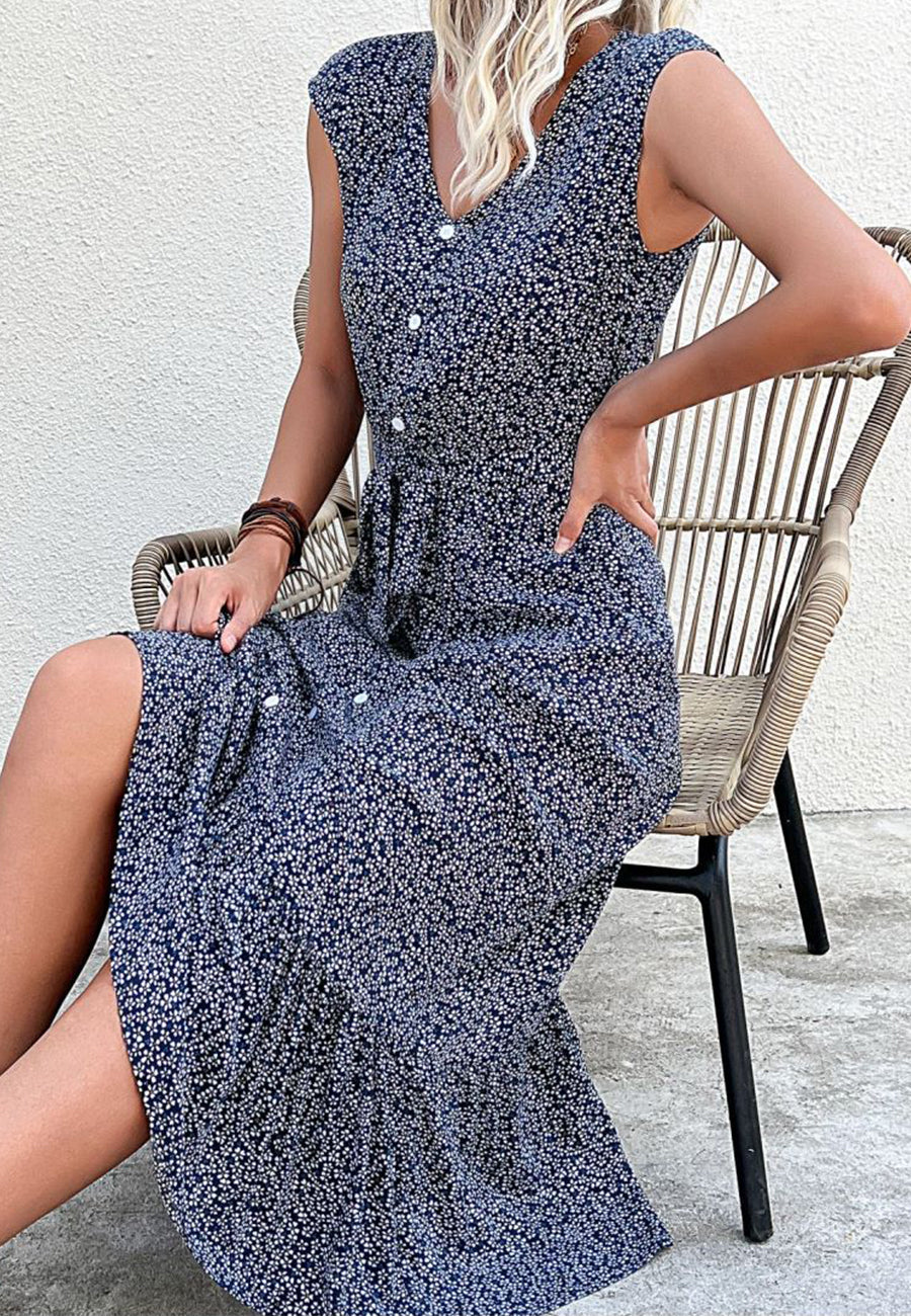 Bold Button Tie Dress