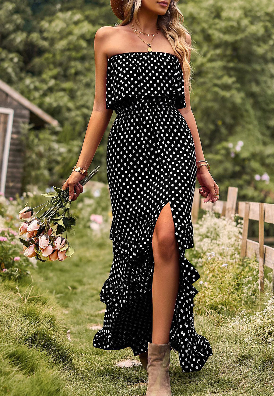 Dot Ruffle Maxi Dress