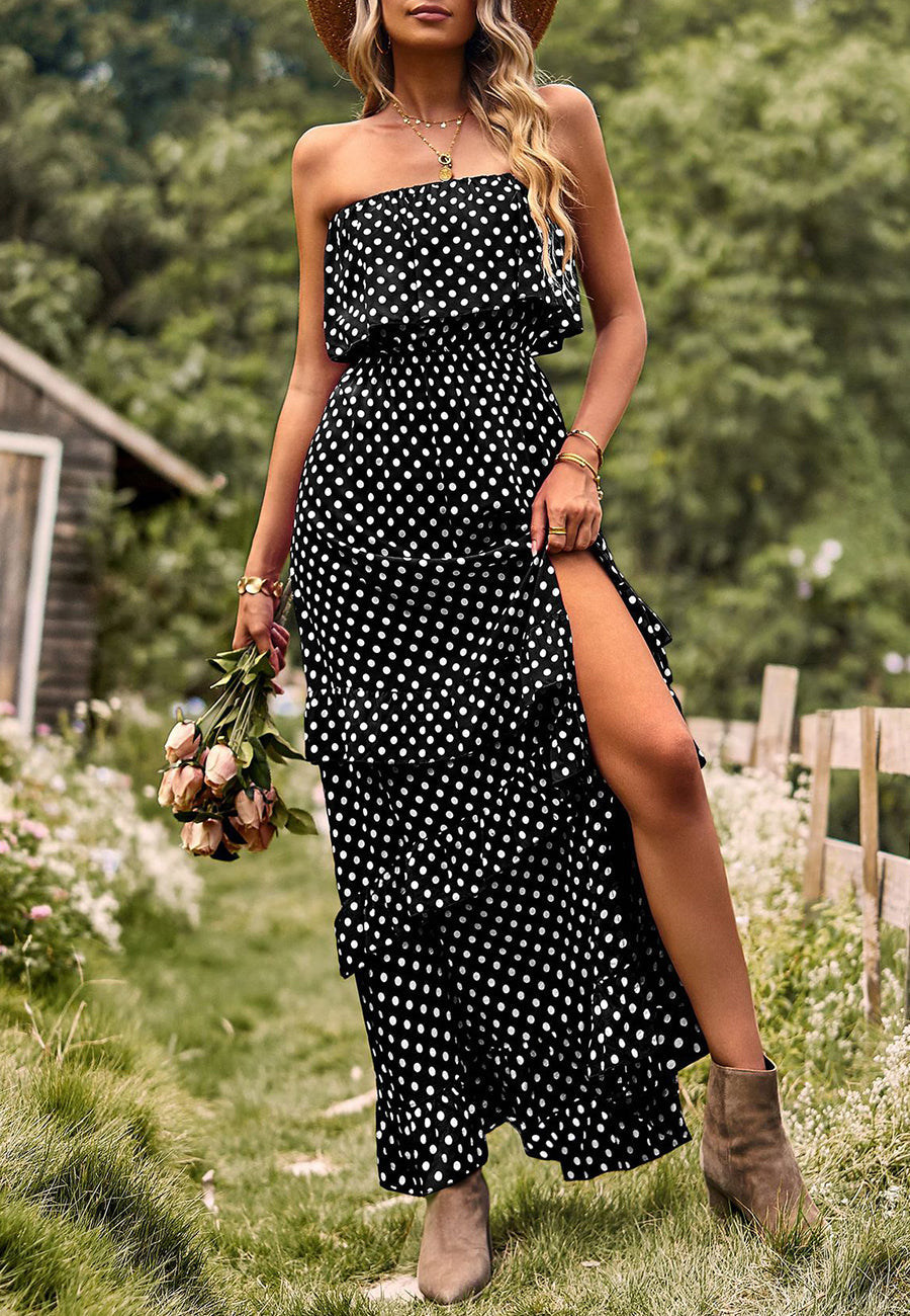 Dot Ruffle Maxi Dress