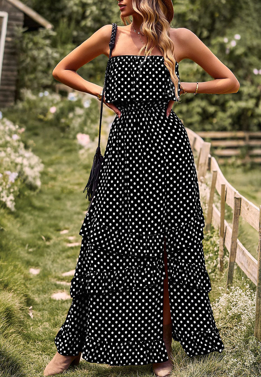 Dot Ruffle Maxi Dress