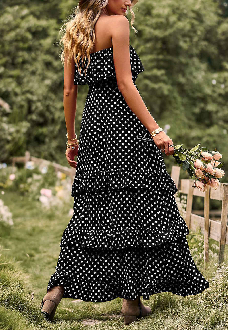 Dot Ruffle Maxi Dress