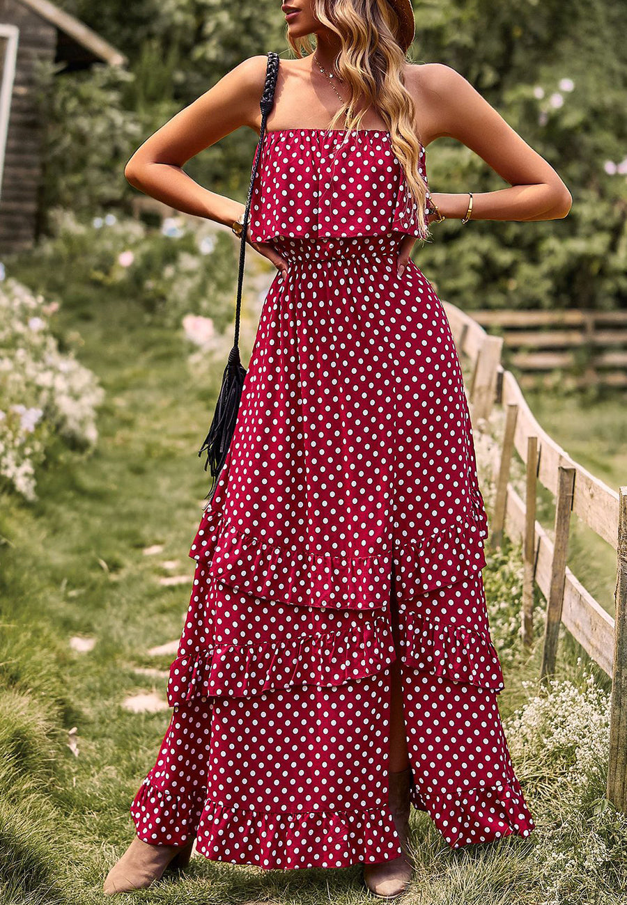 Dot Ruffle Maxi Dress