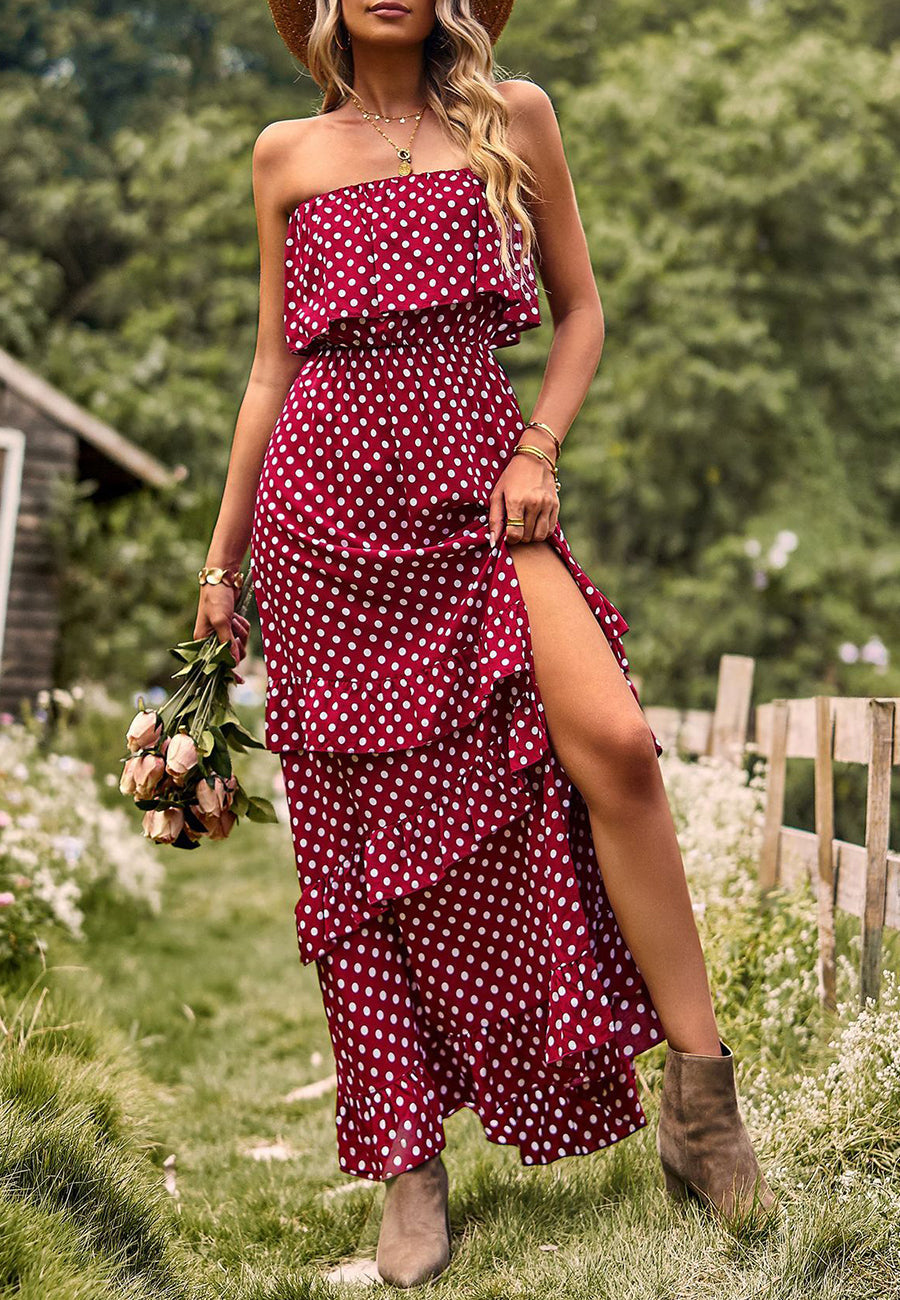 Dot Ruffle Maxi Dress
