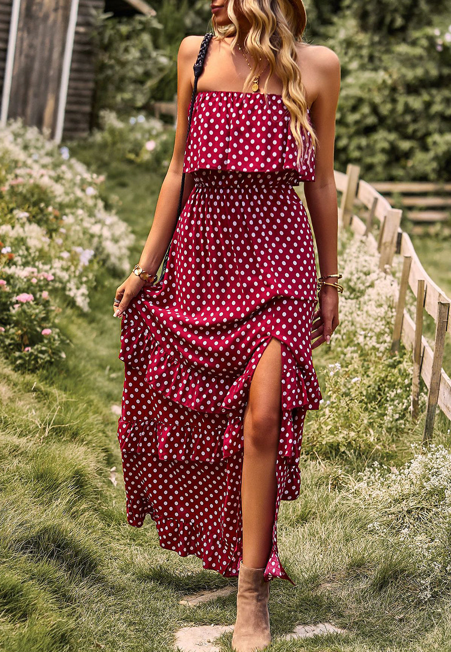 Dot Ruffle Maxi Dress