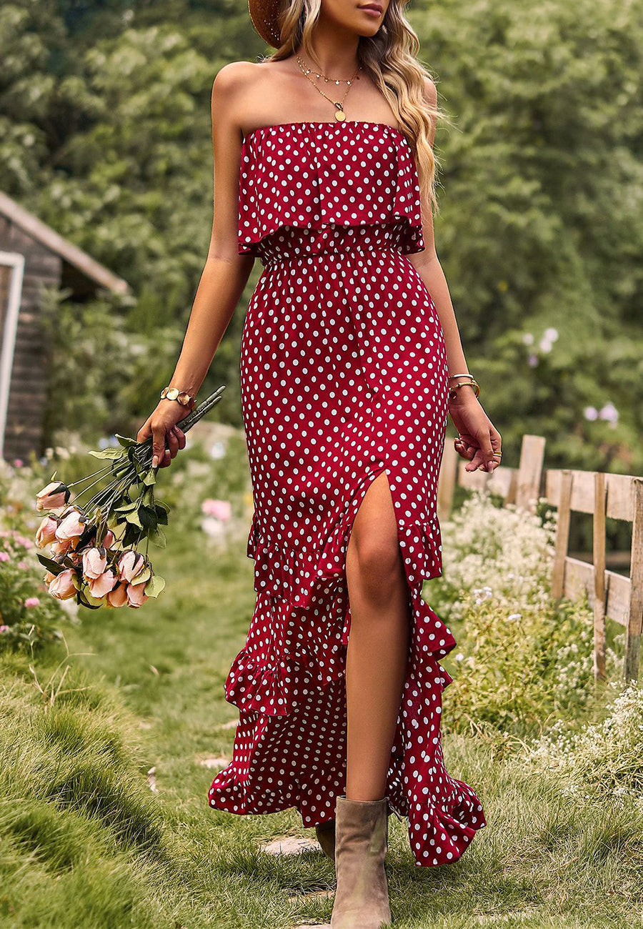 Dot Ruffle Maxi Dress