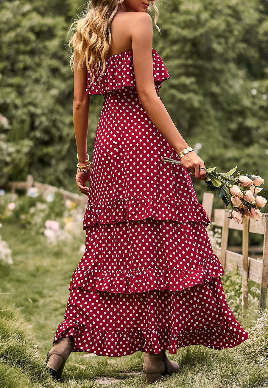 Dot Ruffle Maxi Dress