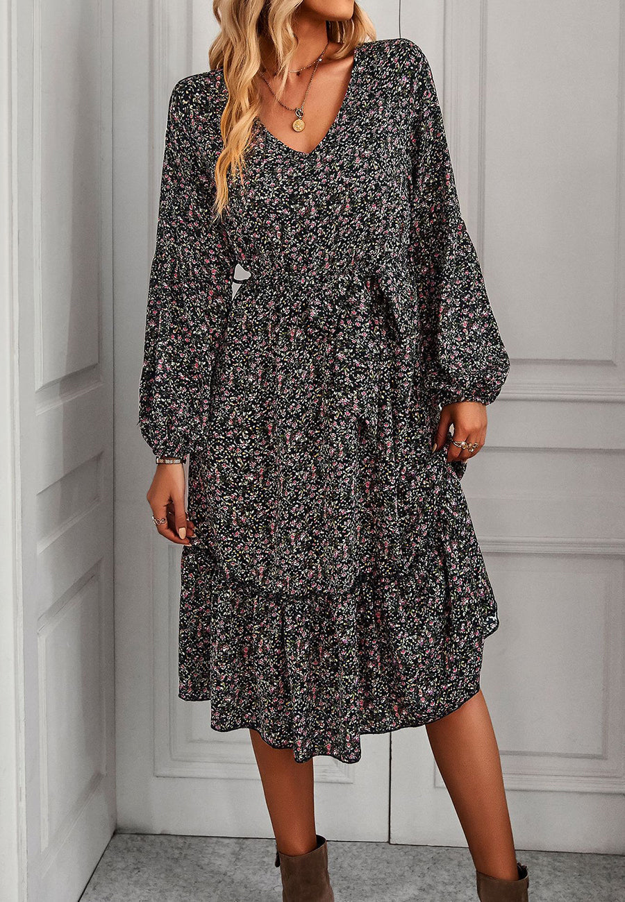Floral Print Long Midi Dress