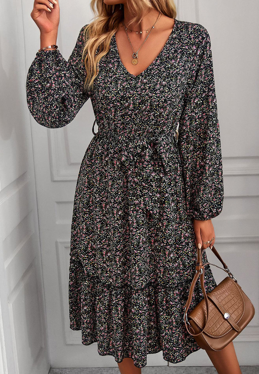 Floral Print Long Midi Dress