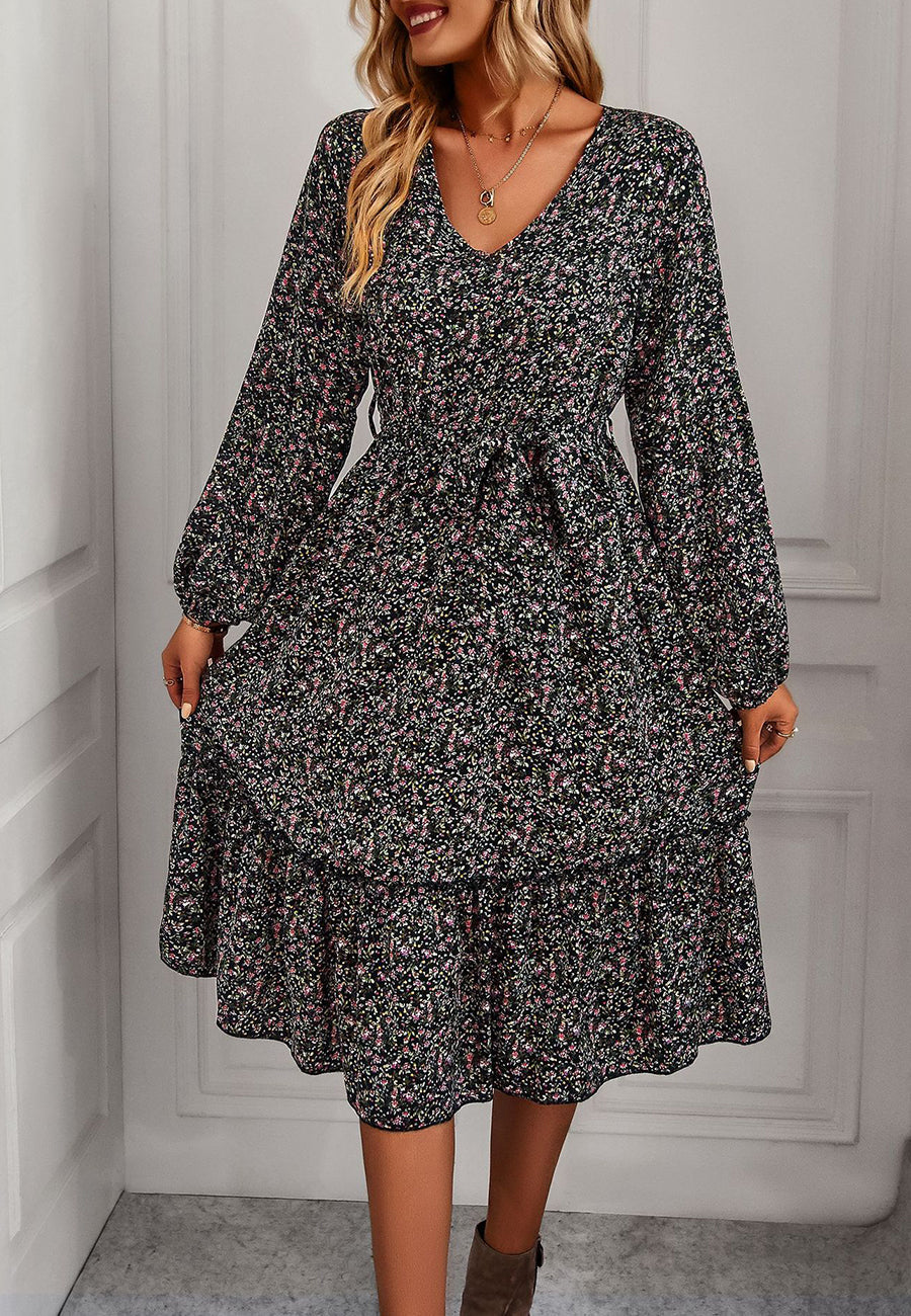 Floral Print Long Midi Dress