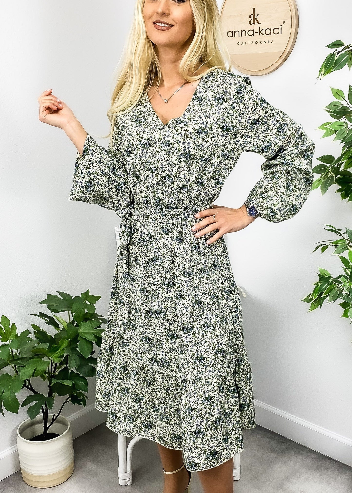 Floral Print Long Midi Dress
