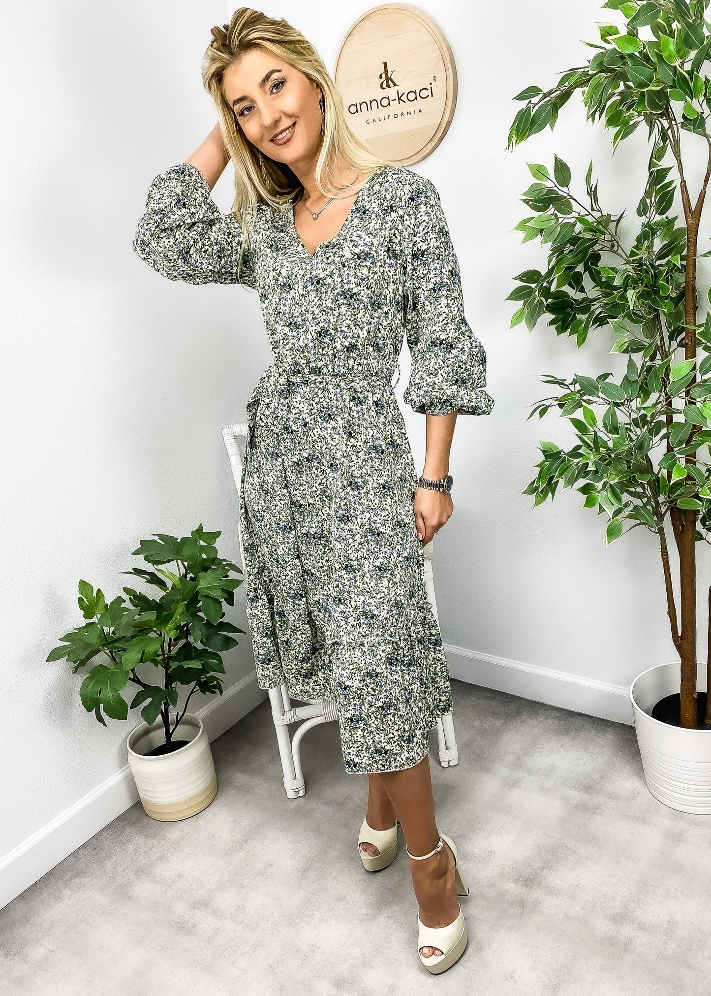 Floral Print Long Midi Dress