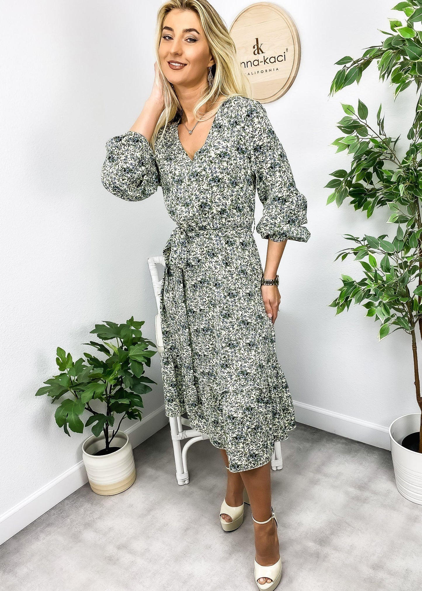 Floral Print Long Midi Dress