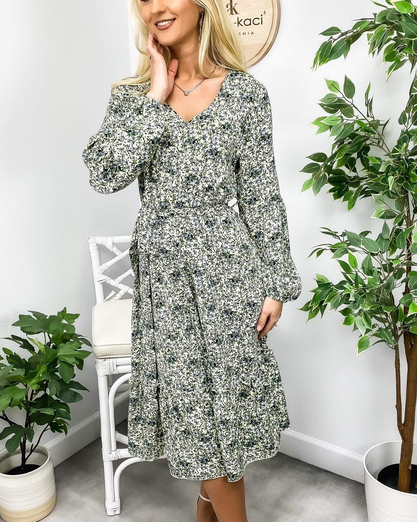 Floral Print Long Midi Dress